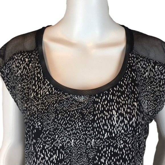 Fabletics Shirt Womens Small Black White Constellation Vanessa Workout Top Mesh‎ - Picture 4 of 8